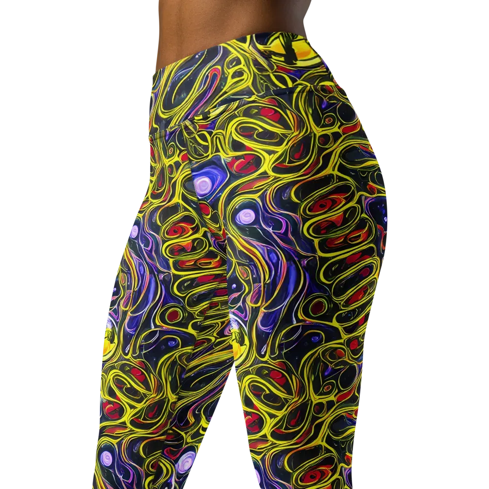 Prismatic Circuitry on Yoga Leggings — Left Front