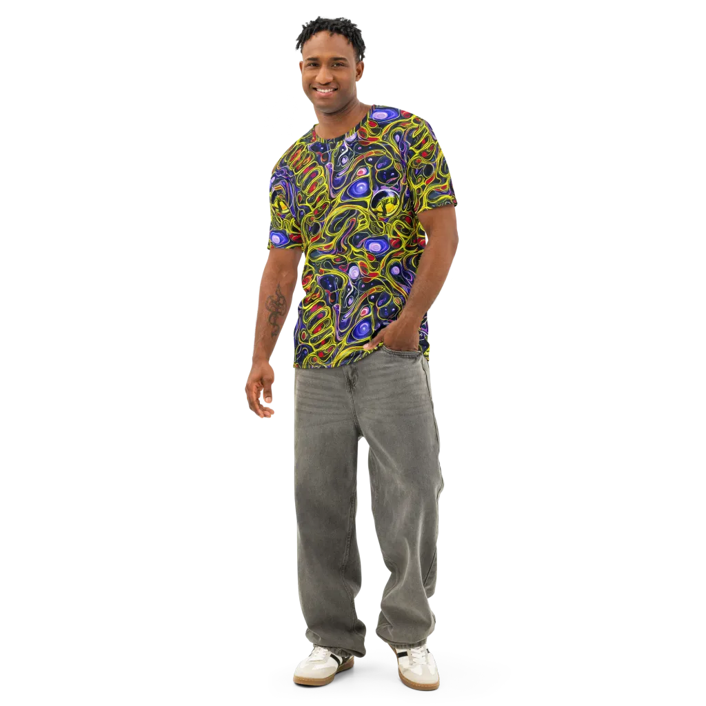 Prismatic Circuitry on Men's Cotton Crew Neck T-Shirt — Front
