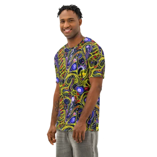 Prismatic Circuitry on a Men's Cotton Crew Neck T-Shirt