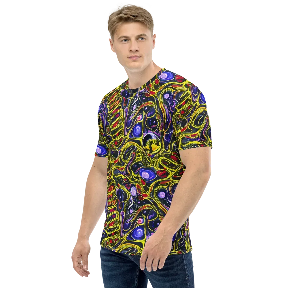 Prismatic Circuitry on Men's Crew Neck T-Shirt — Left