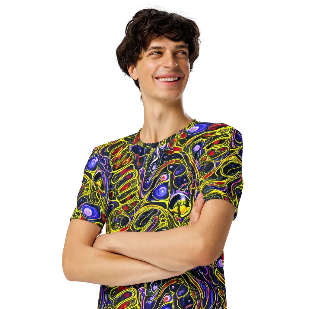 Prismatic Circuitry on Men's Crew Neck T-Shirt — Left Front