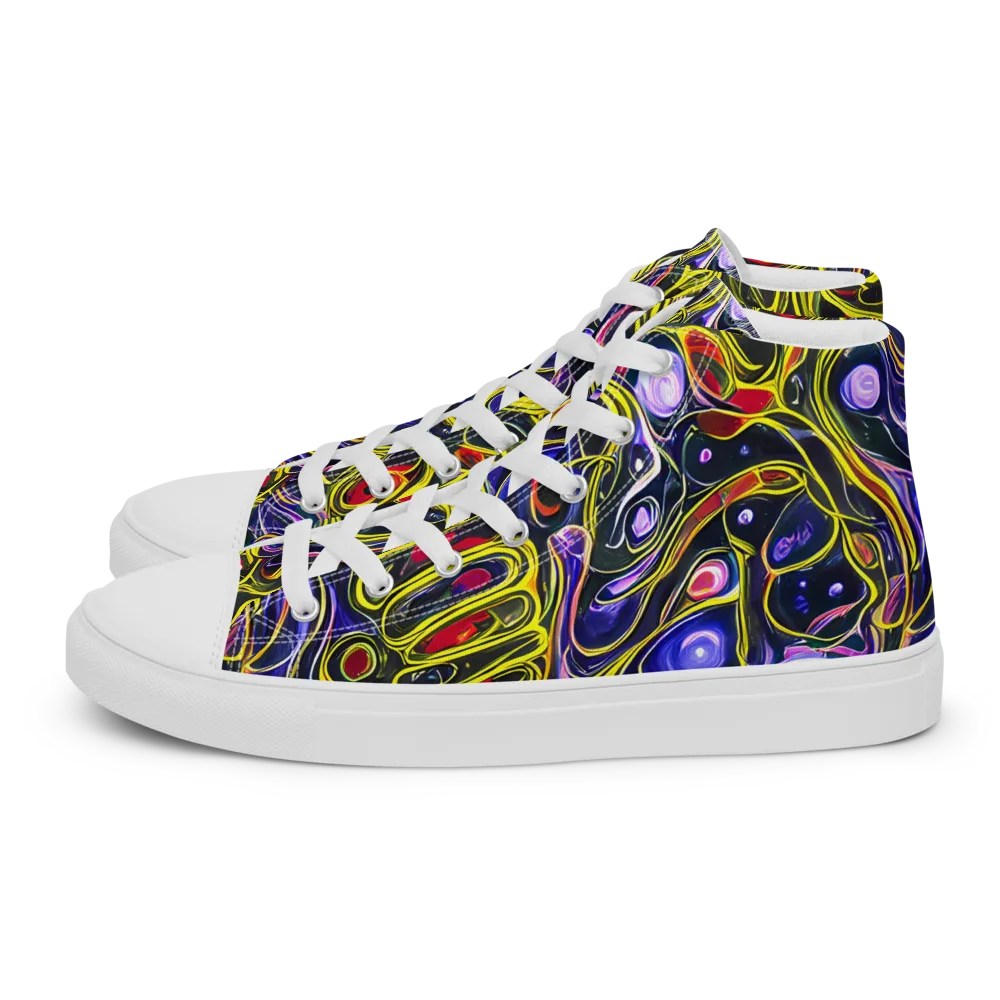 Prismatic Circuitry on Men's High Top Canvas Shoes — Left