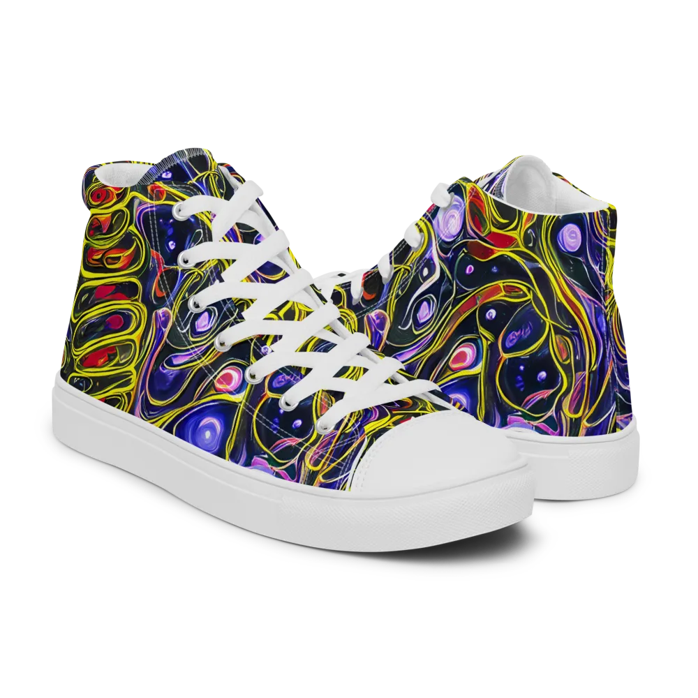 Prismatic Circuitry on Men's High Top Canvas Shoes — Right
