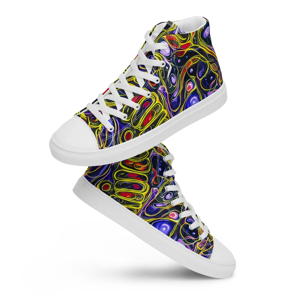 Prismatic Circuitry on Men's High Top Canvas Shoes — Front