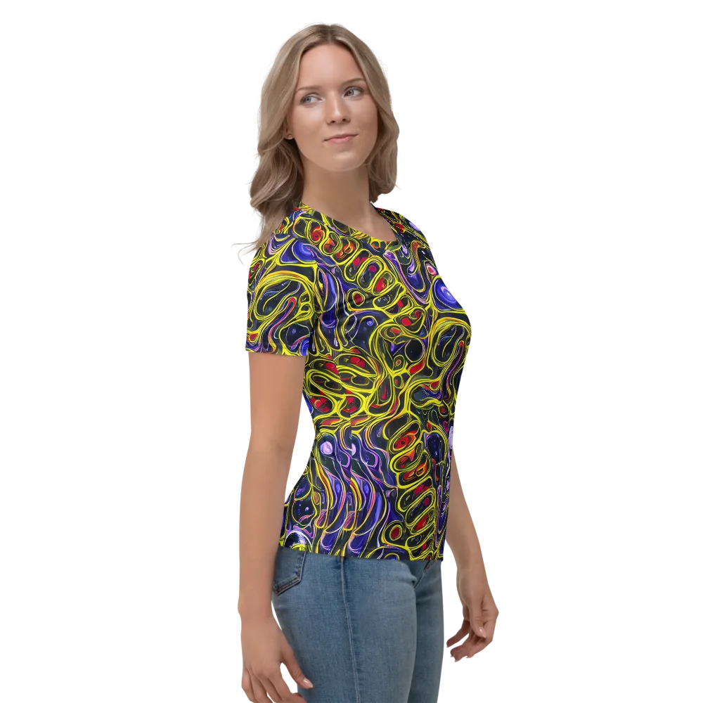 Prismatic Circuitry on Women's Crew Neck T-Shirt — Right