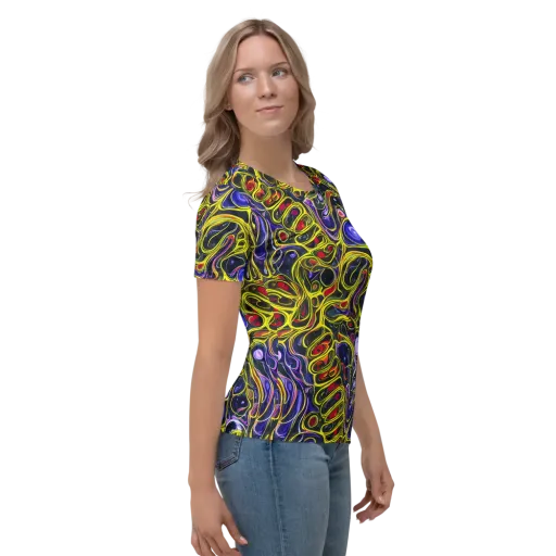 Prismatic Circuitry on a Women's Crew Neck T-Shirt