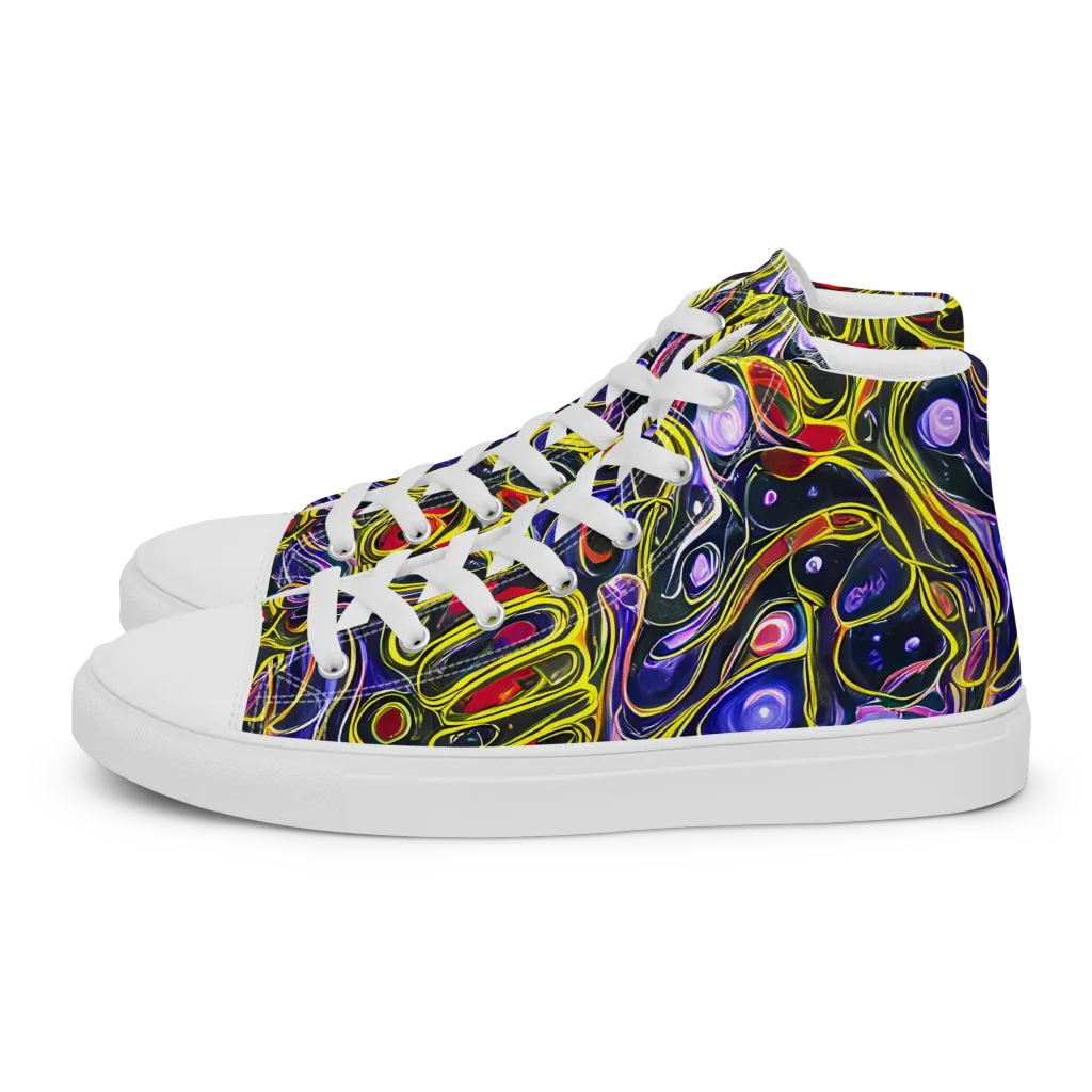 Prismatic Circuitry on Women's High Top Canvas Shoes — Left
