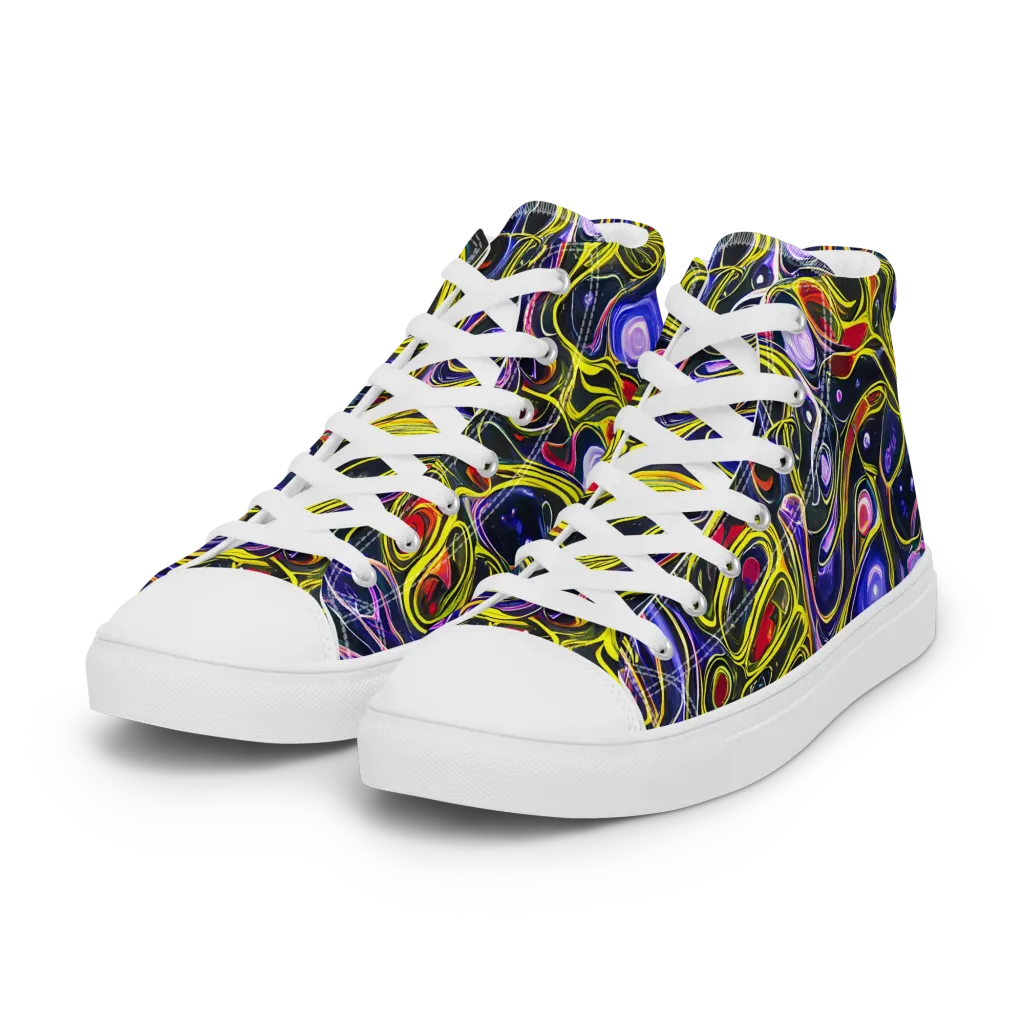 Prismatic Circuitry on Women's High Top Canvas Shoes — Left Front