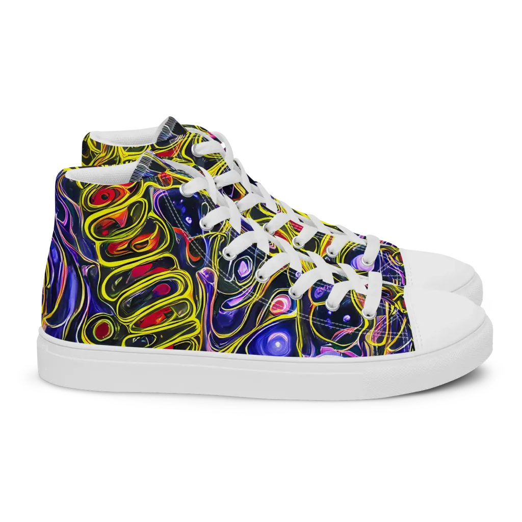 Prismatic Circuitry on Women's High Top Canvas Shoes — Right
