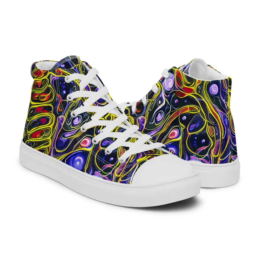 Prismatic Circuitry on Women's High Top Canvas Shoes — Right