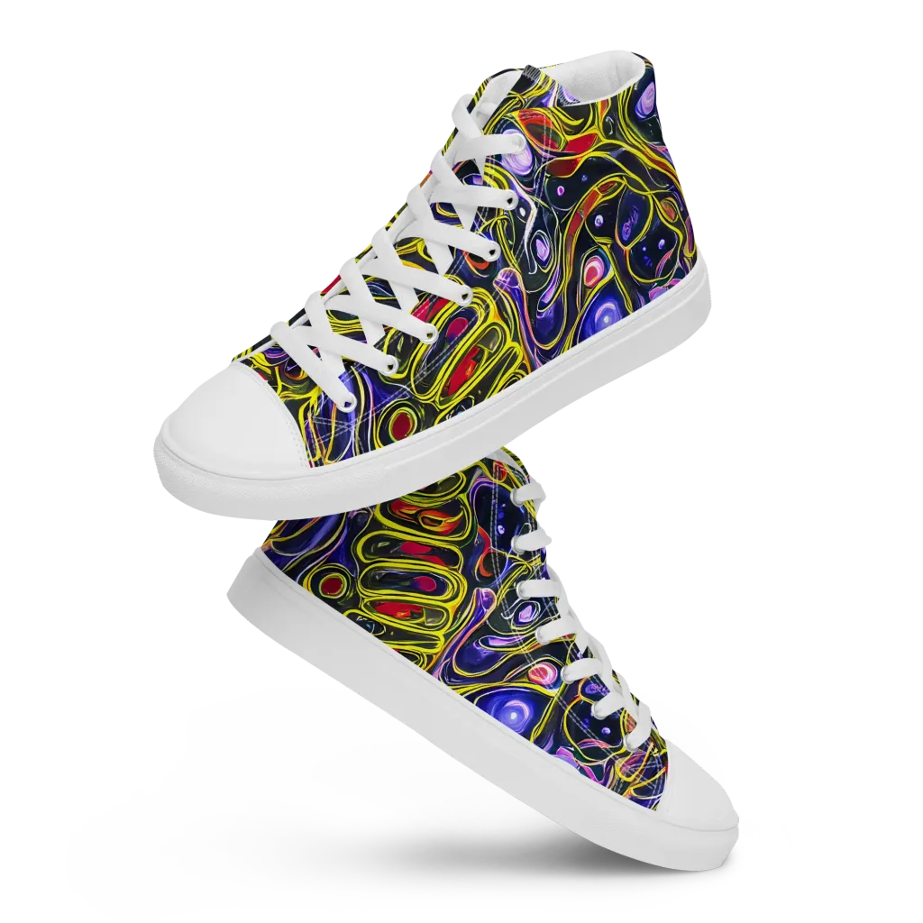 Prismatic Circuitry on Women's High Top Canvas Shoes — Front