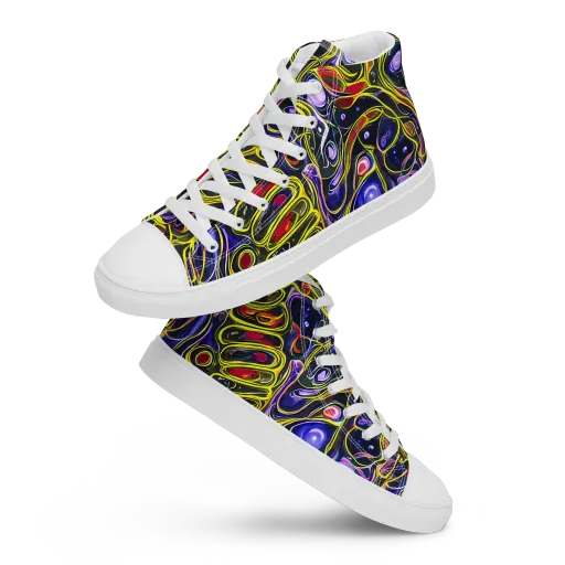 Prismatic Circuitry on a Women's High Top Canvas Shoes