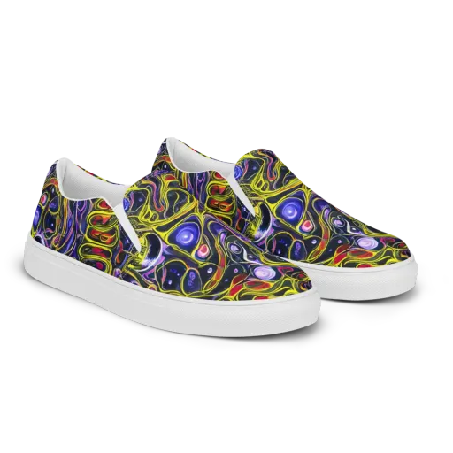 Prismatic Circuitry on a Men's Slip-On Canvas Shoes