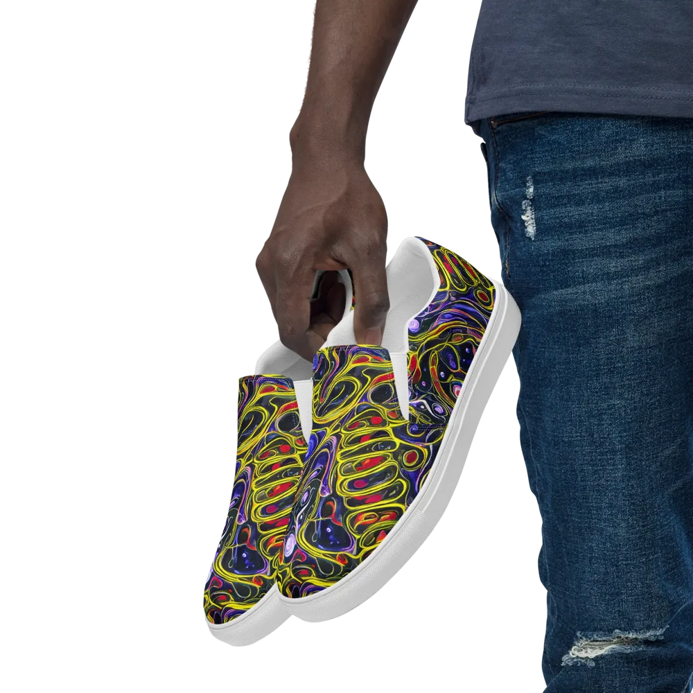 Prismatic Circuitry on Men's Slip-On Canvas Shoes — Left Front