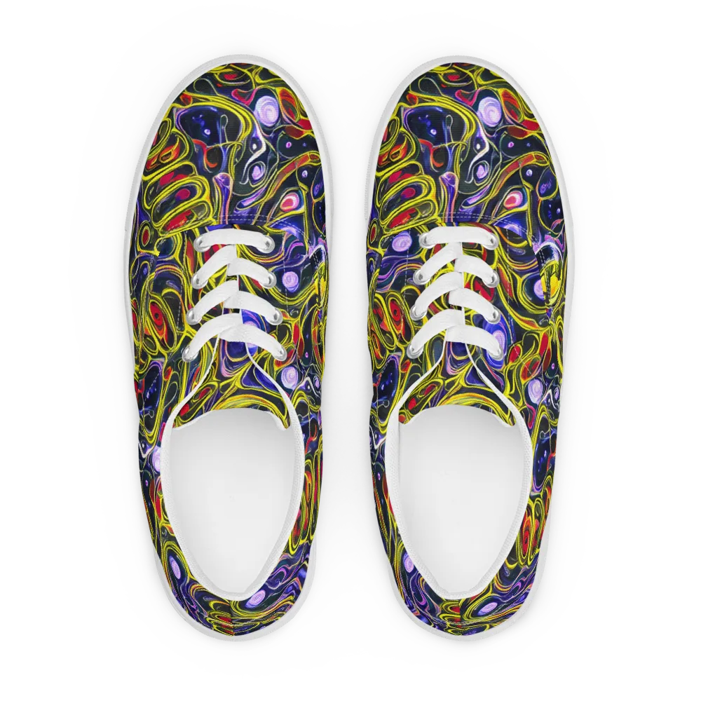 Prismatic Circuitry on Men's Lace-Up Canvas Shoes — Front