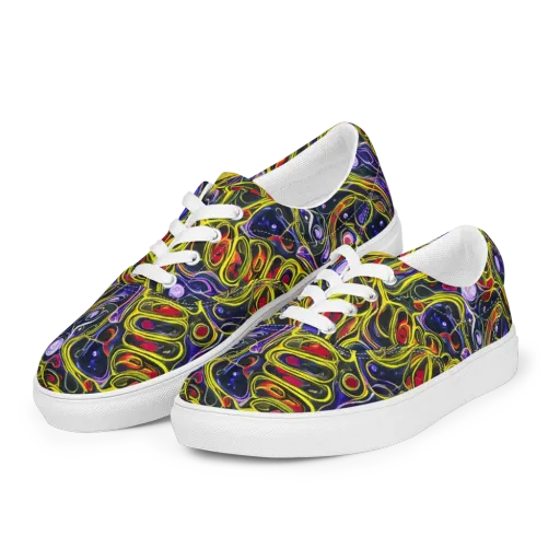 Prismatic Circuitry on a Men's Lace-Up Canvas Shoes