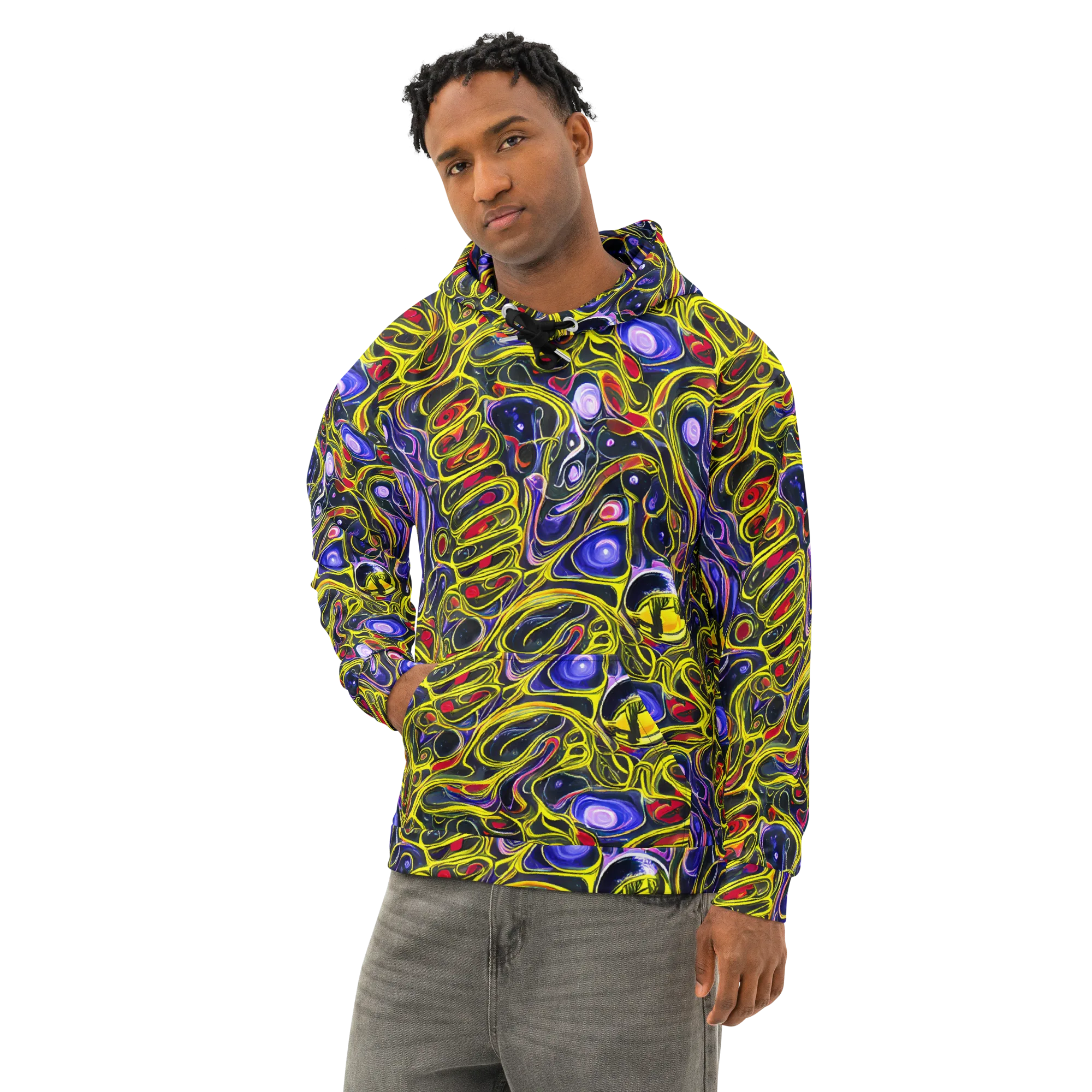 Prismatic Circuitry on Cotton Hoodie — Left Front