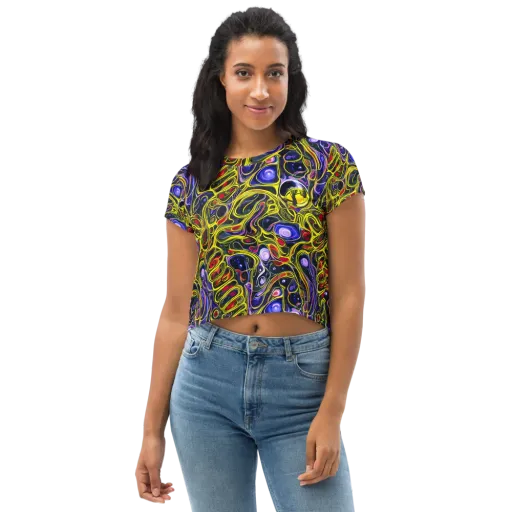 Prismatic Circuitry on a Crop Tee