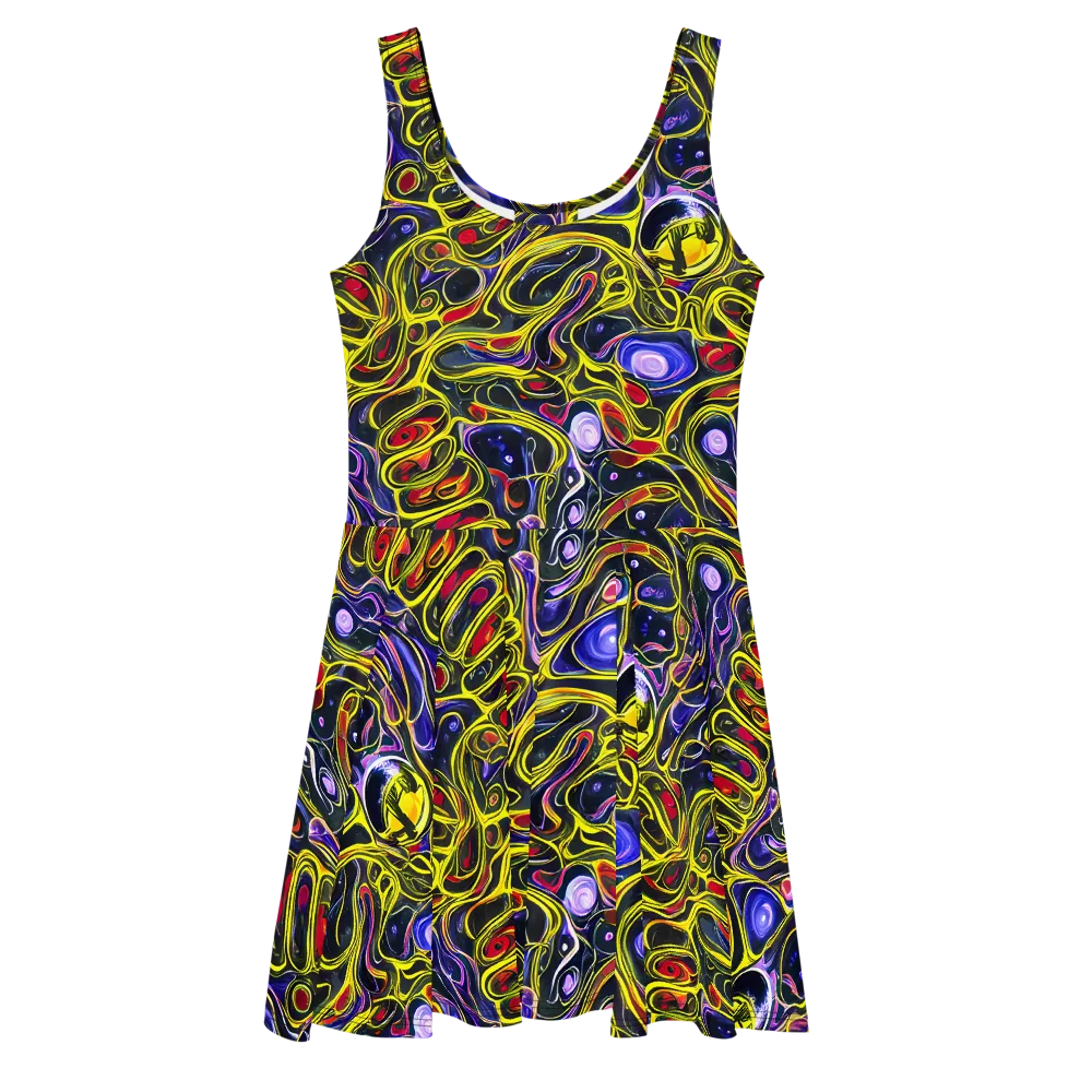 Prismatic Circuitry on Skater Dress — Front