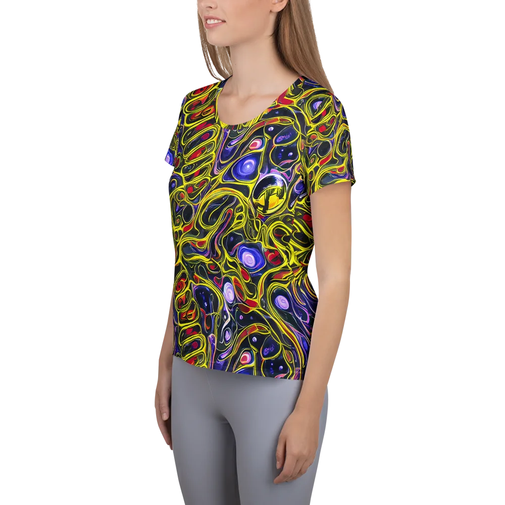 Prismatic Circuitry on Women's Athletic T-Shirt — Left