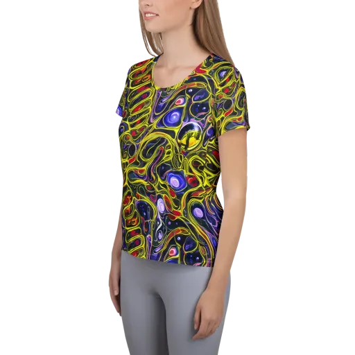 Prismatic Circuitry on a Women's Athletic T-Shirt