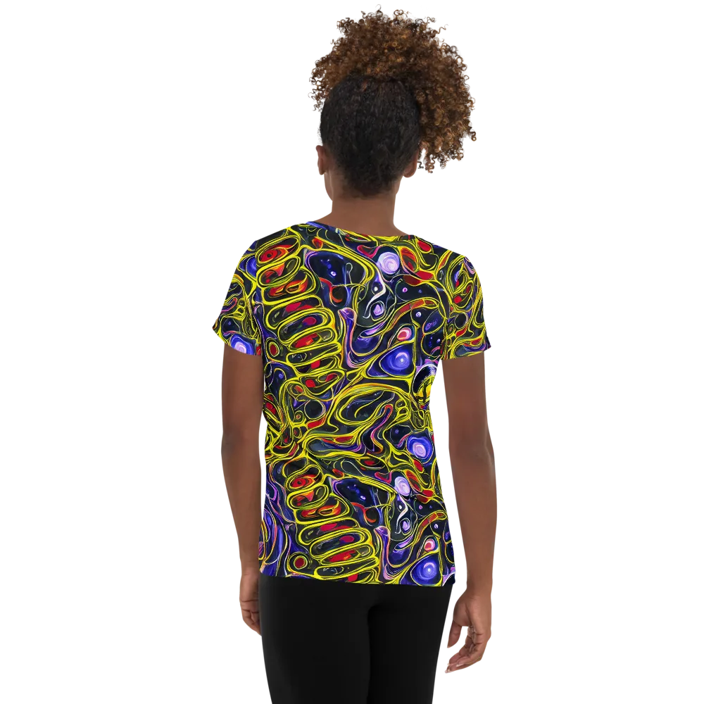Prismatic Circuitry on Women's Athletic T-Shirt — Back