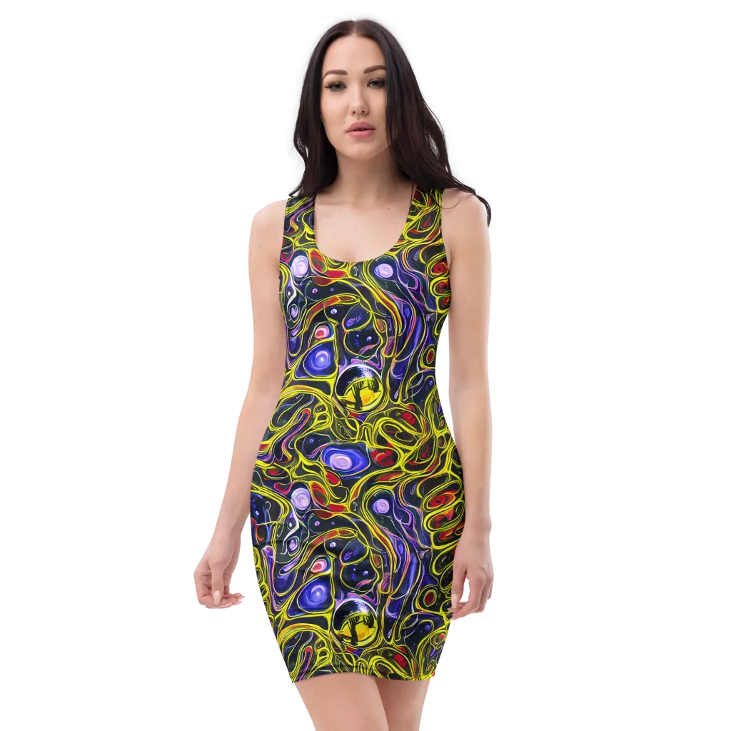 Prismatic Circuitry on Bodycon Dress — Front
