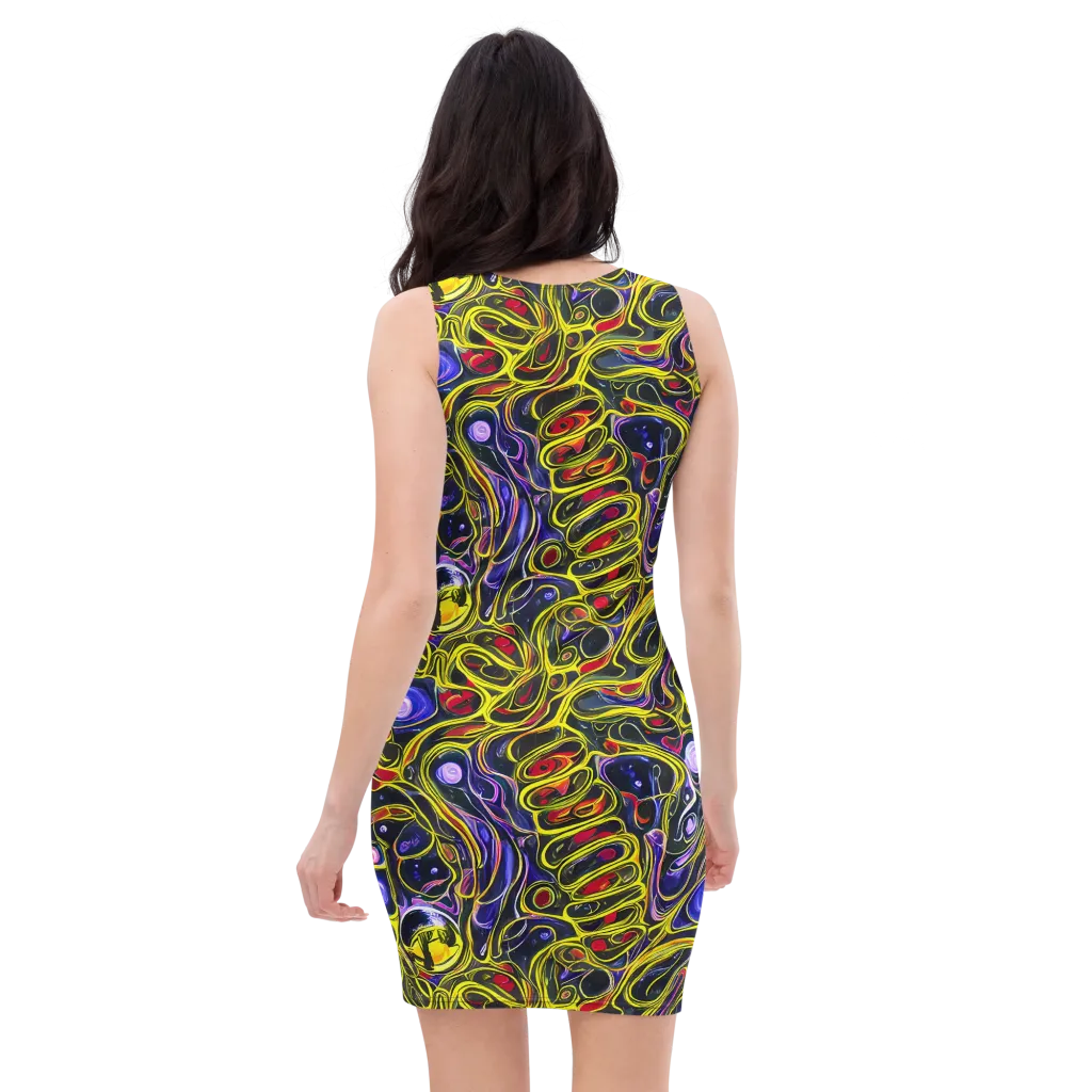 Prismatic Circuitry on Bodycon Dress — Back