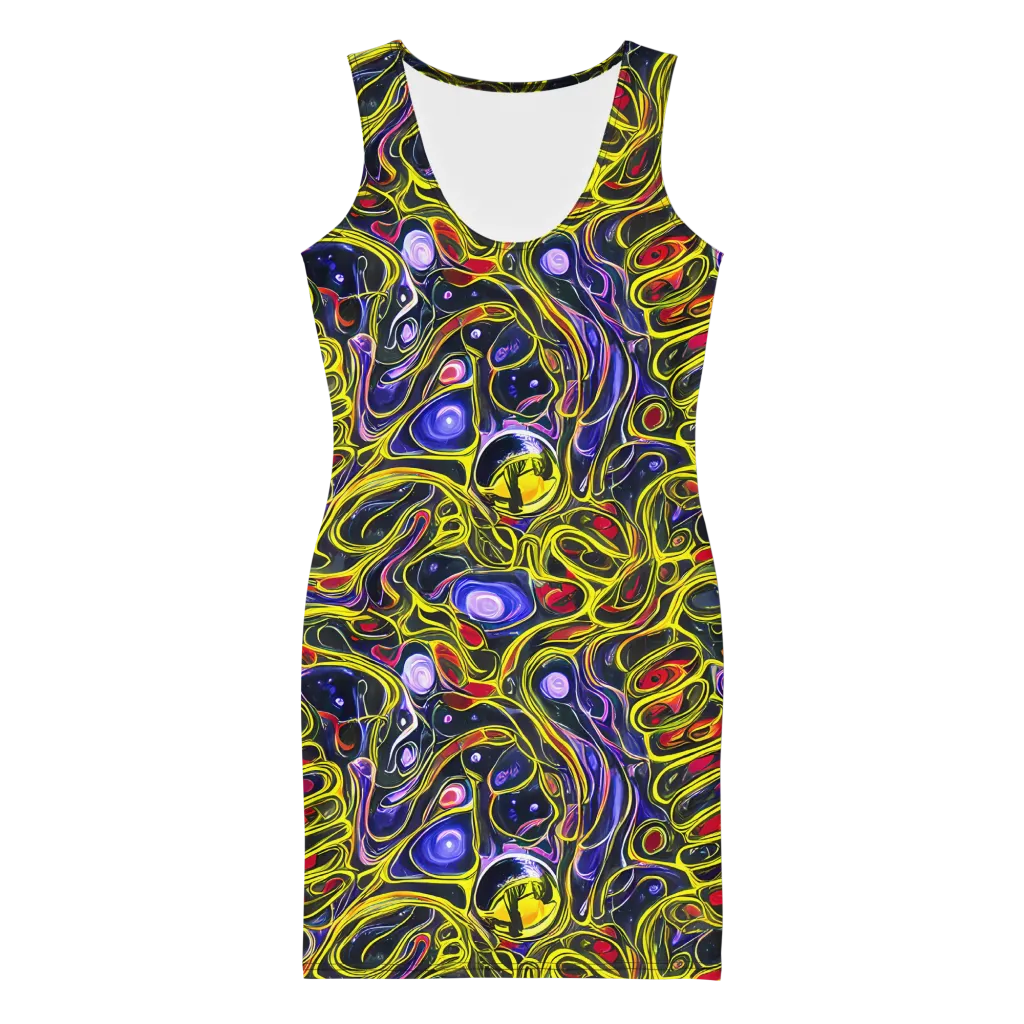 Prismatic Circuitry on Bodycon Dress — Front