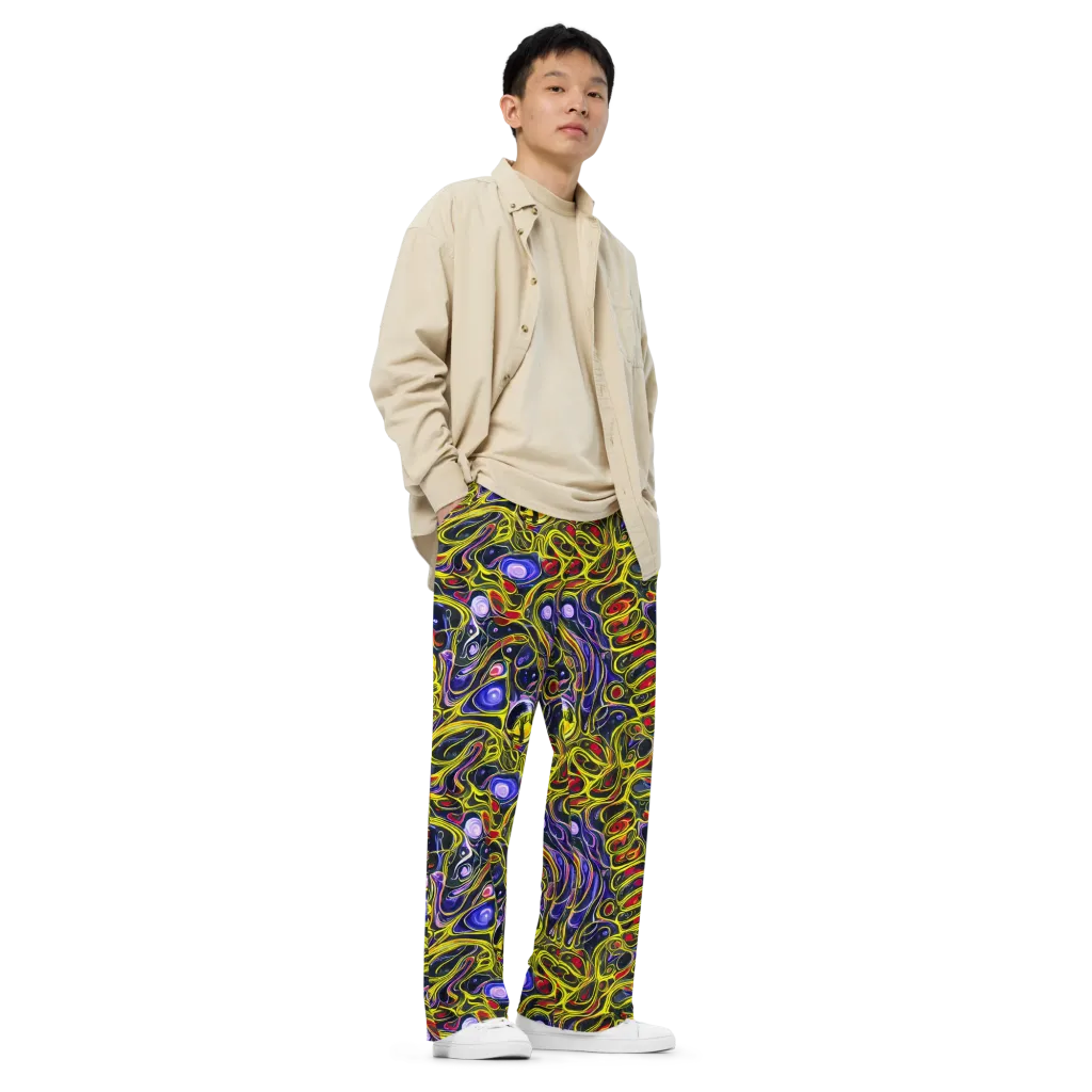 Prismatic Circuitry on Wide-Leg Pants — Right Front