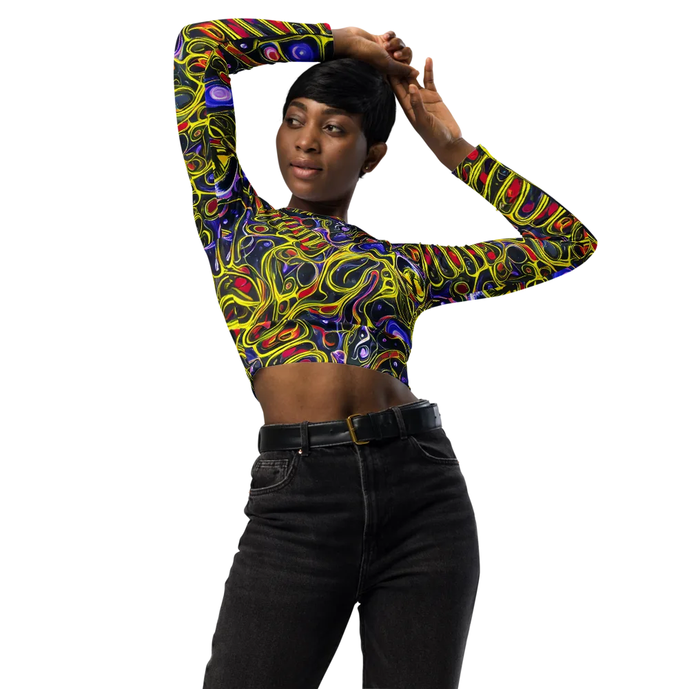 Prismatic Circuitry on Long Sleeve Crop Top — Front
