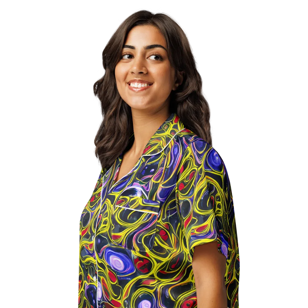 Prismatic Circuitry on Women's Short Sleeve Pajama Top — Left Front
