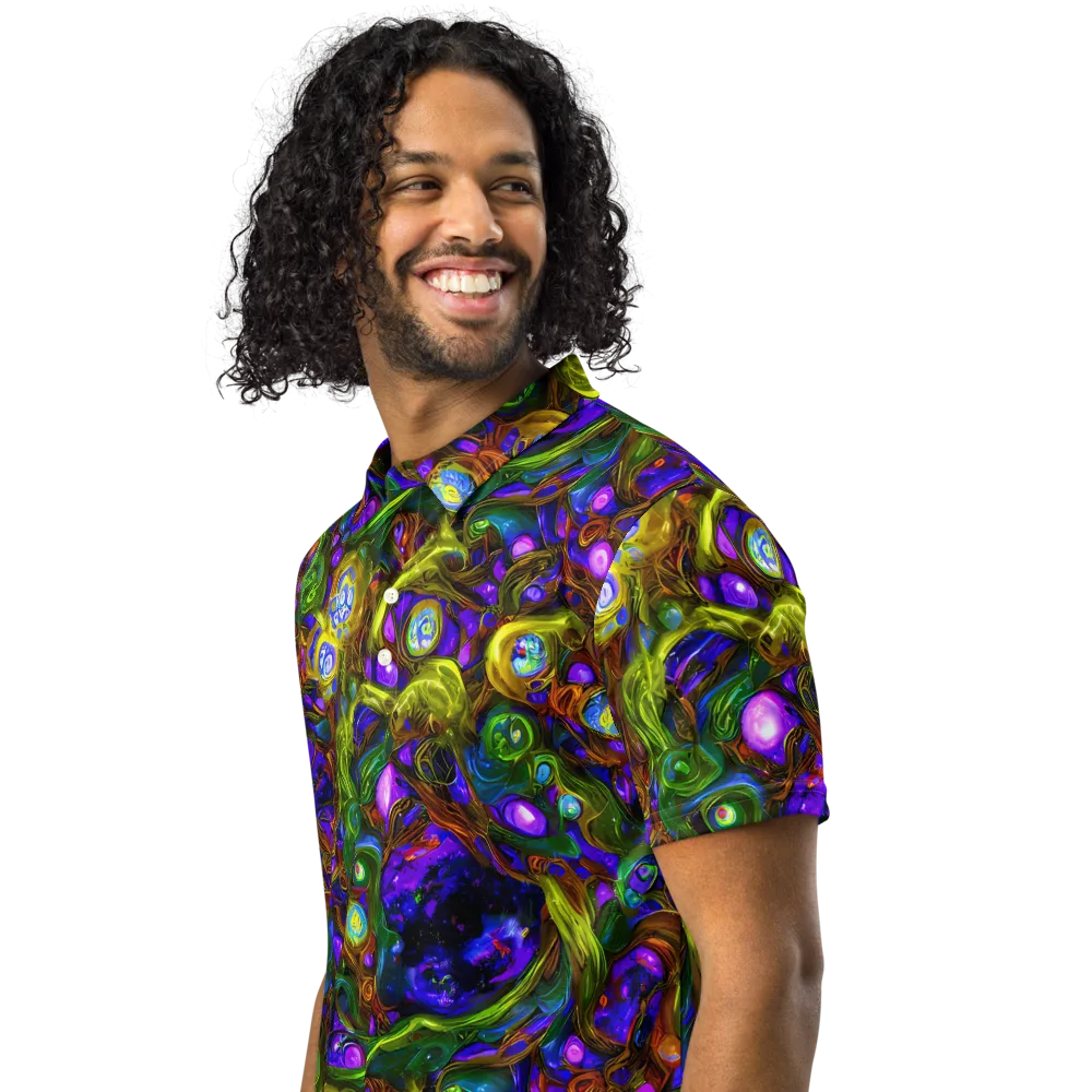 Electric Organica on Men's Slim Fit Polo Shirt — Left Front