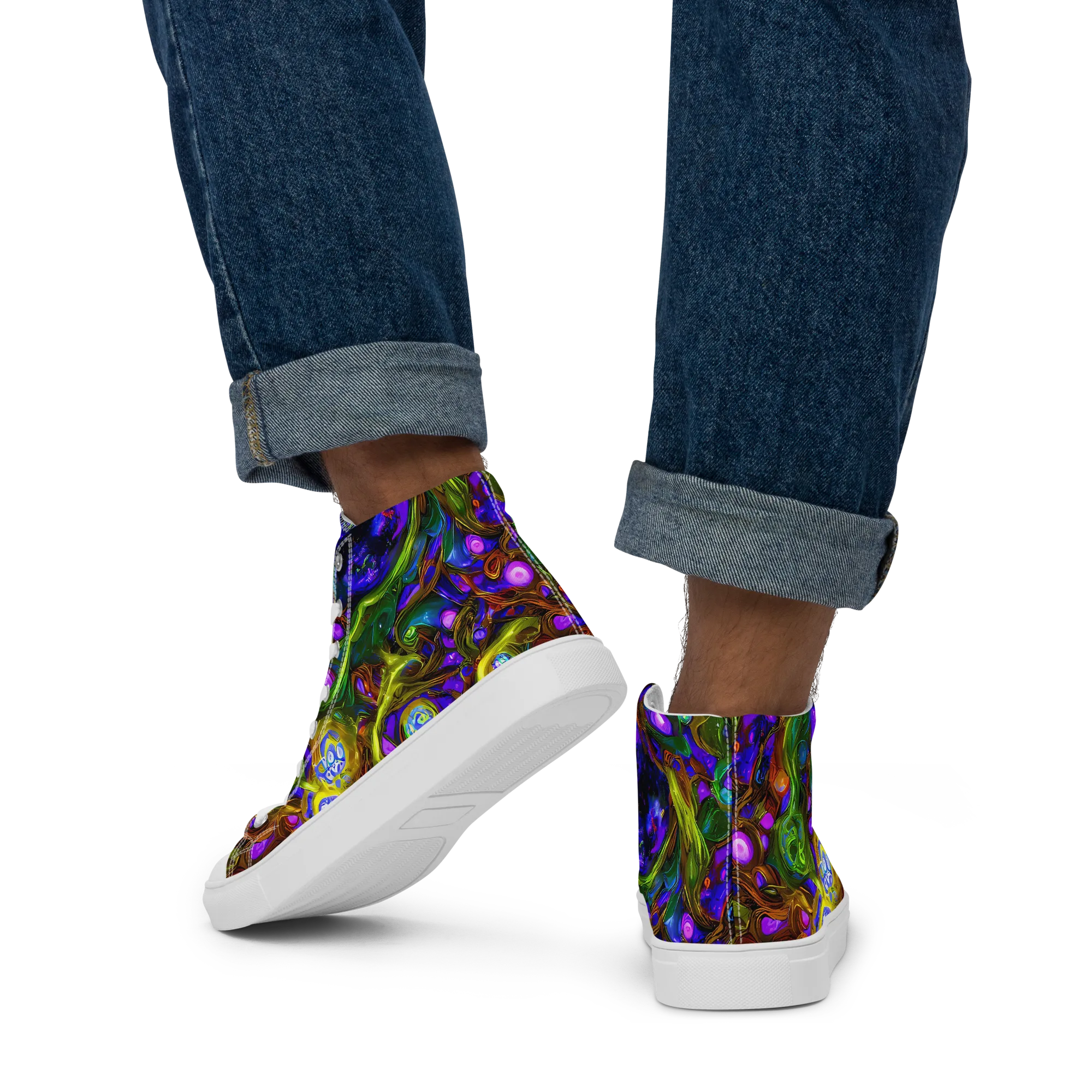 Electric Organica on Men's High Top Canvas Shoes — Back