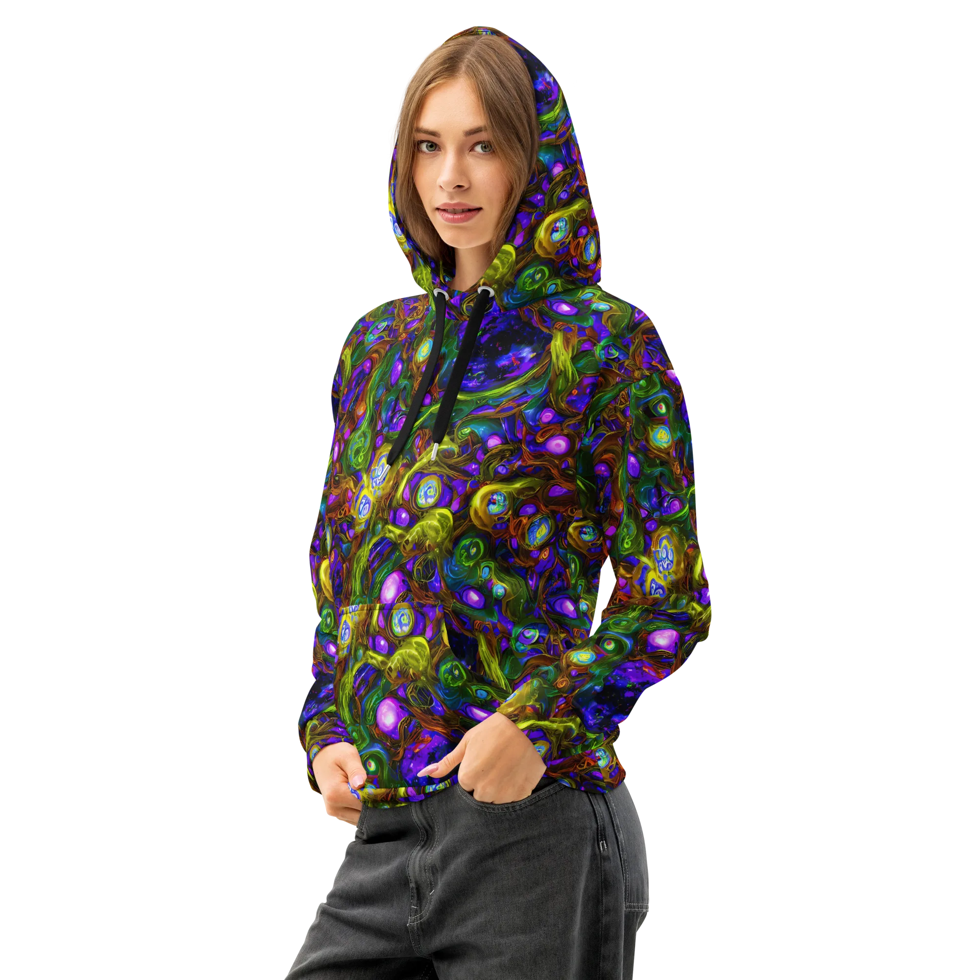 Electric Organica on Cotton Hoodie — Left Front
