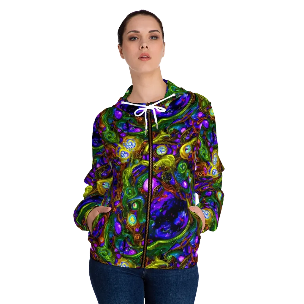 Electric Organica on Women's Full-Zip Hoodie — Front On Person