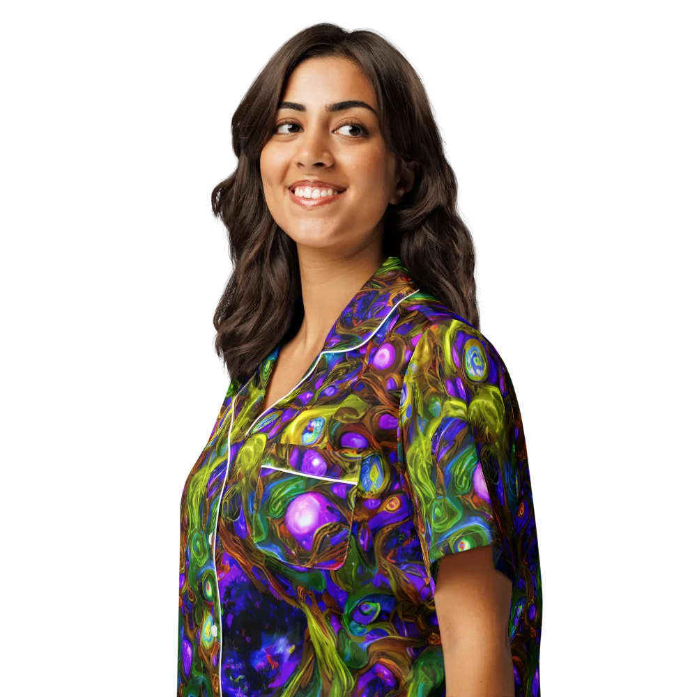 Electric Organica on Women's Short Sleeve Pajama Top — Left Front