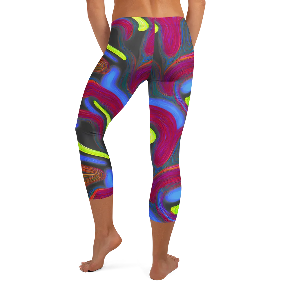 Electric Rivers on Capri Leggings — Back
