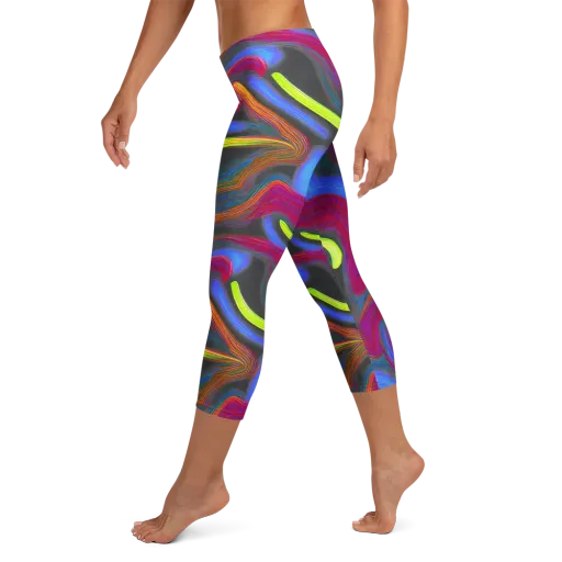 Electric Rivers on a Capri Leggings