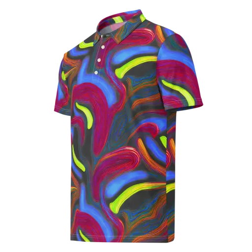 Electric Rivers on a Men's Slim Fit Polo Shirt