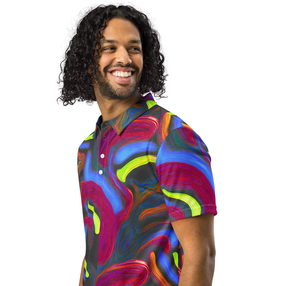 Electric Rivers on Men's Slim Fit Polo Shirt — Left Front