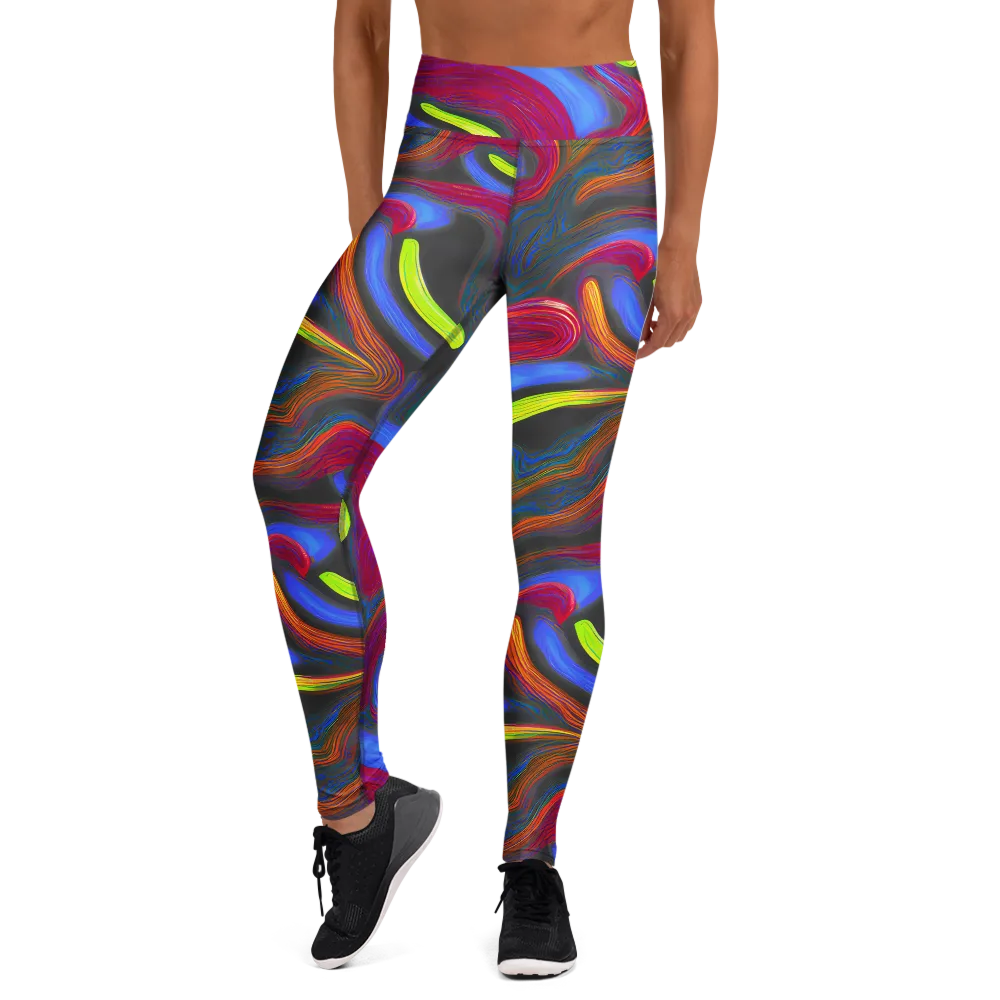 Electric Rivers on Yoga Leggings — Front