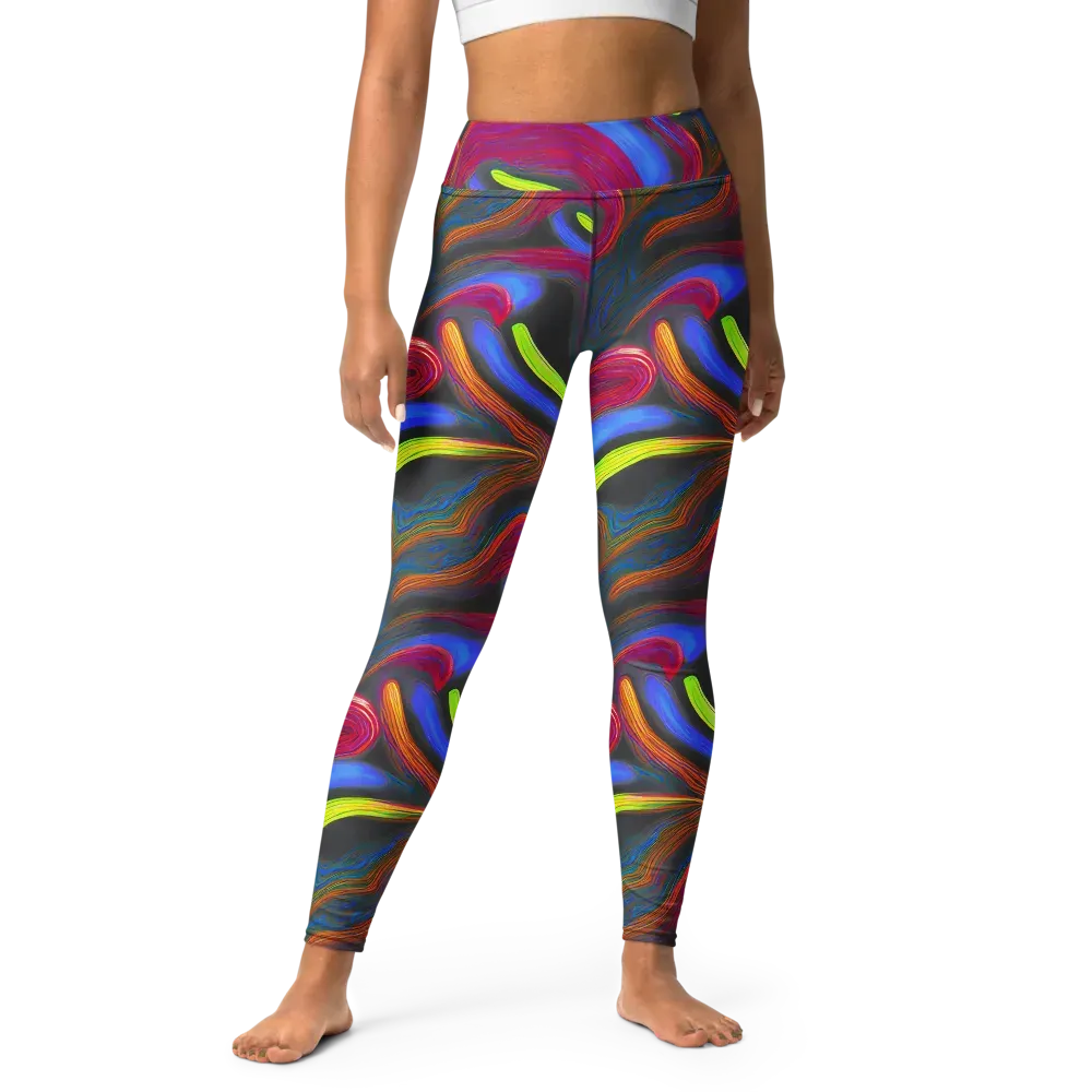 Electric Rivers on Yoga Leggings — Front