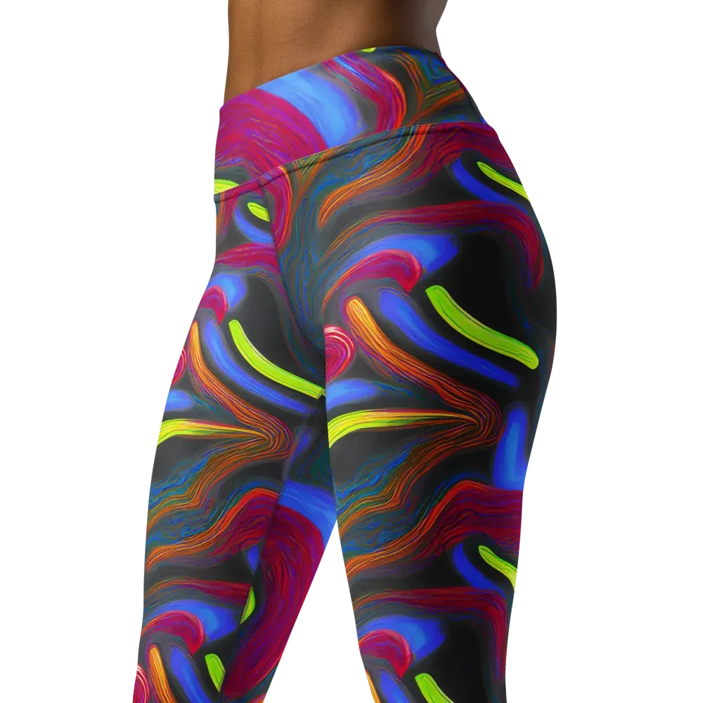 Electric Rivers on Yoga Leggings — Left Front