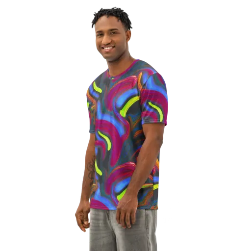 Electric Rivers on a Men's Cotton Crew Neck T-Shirt