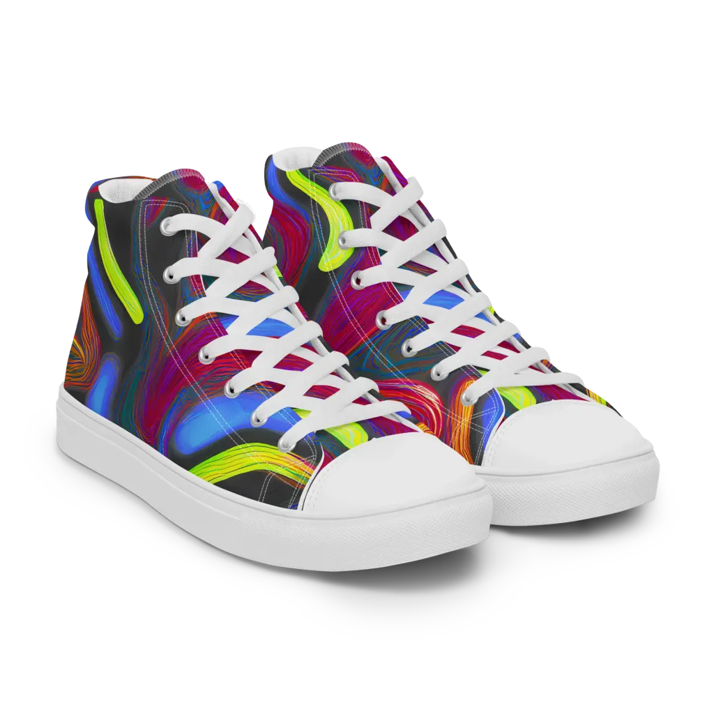Electric Rivers on Men's High Top Canvas Shoes — Right Front