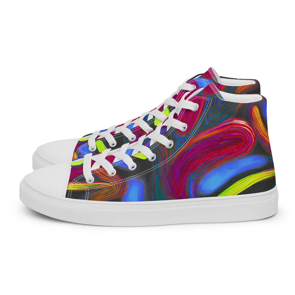 Electric Rivers on Men's High Top Canvas Shoes — Left