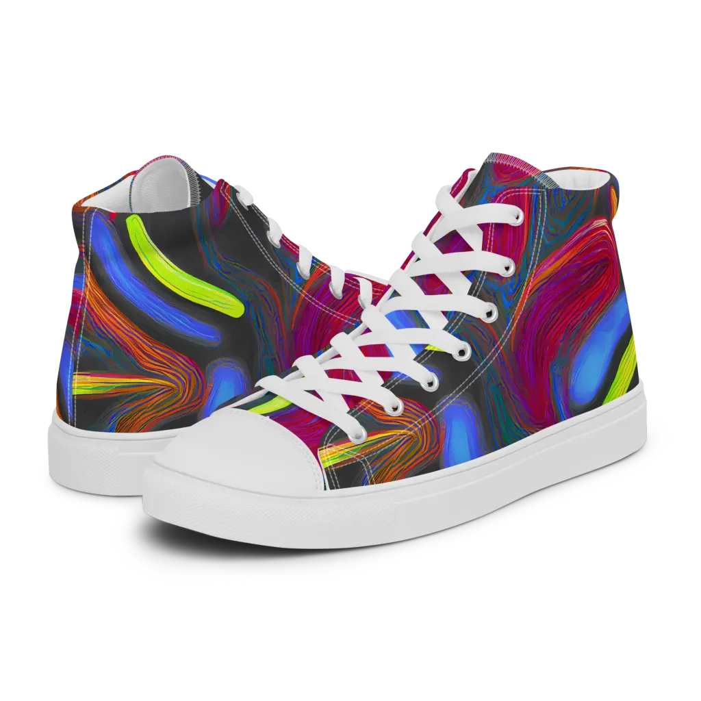 Electric Rivers on Men's High Top Canvas Shoes — Left