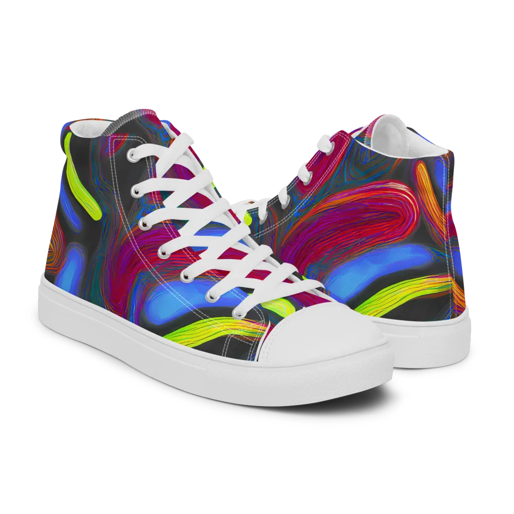 Electric Rivers on Men's High Top Canvas Shoes — Right