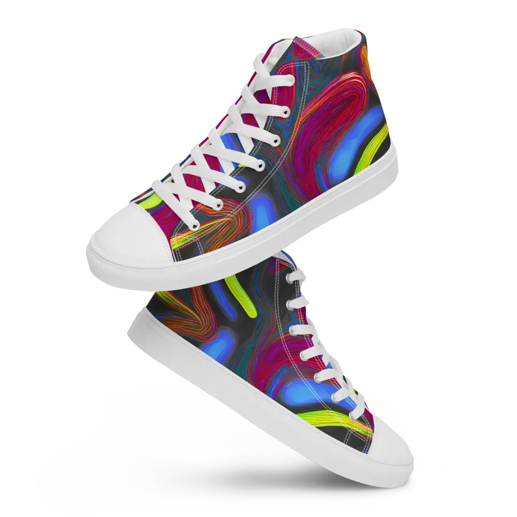 Electric Rivers on Men's High Top Canvas Shoes — Front